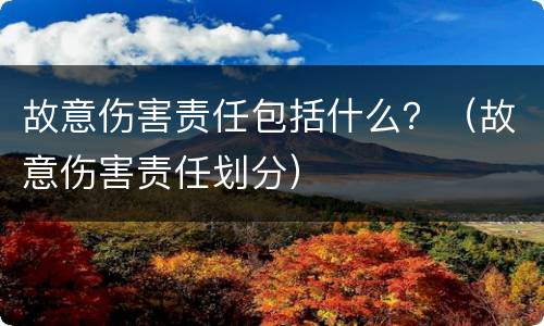 故意伤害责任包括什么？（故意伤害责任划分）