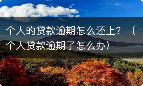 个人的贷款逾期怎么还上？（个人贷款逾期了怎么办）