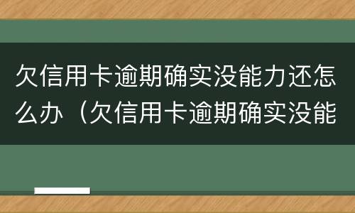 欠信用卡逾期确实没能力还怎么办（欠信用卡逾期确实没能力还怎么办呢）