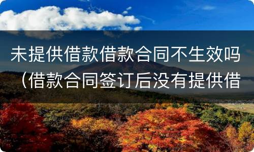 未提供借款借款合同不生效吗（借款合同签订后没有提供借款）
