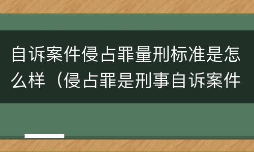 自诉案件侵占罪量刑标准是怎么样（侵占罪是刑事自诉案件吗）