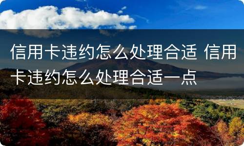信用卡违约怎么处理合适 信用卡违约怎么处理合适一点