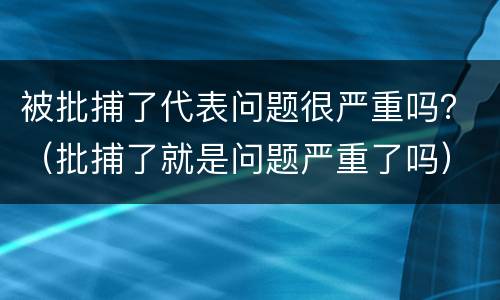 被批捕了代表问题很严重吗？（批捕了就是问题严重了吗）