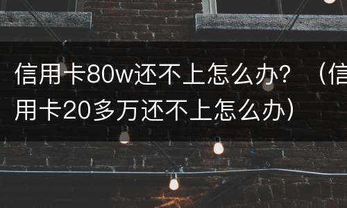 信用卡80w还不上怎么办？（信用卡20多万还不上怎么办）