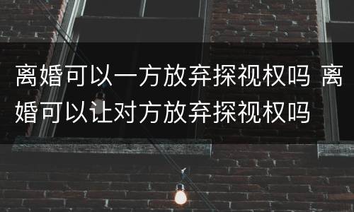 离婚可以一方放弃探视权吗 离婚可以让对方放弃探视权吗