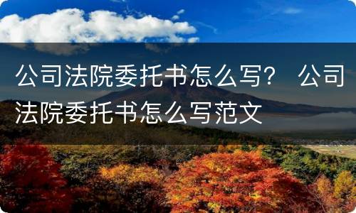 公司法院委托书怎么写？ 公司法院委托书怎么写范文