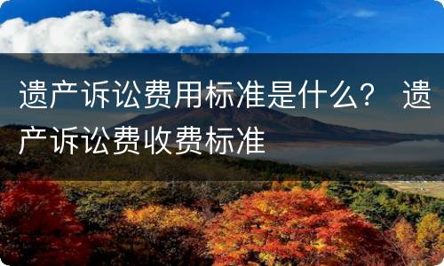 遗产诉讼费用标准是什么？ 遗产诉讼费收费标准