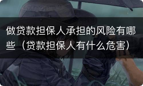 做贷款担保人承担的风险有哪些（贷款担保人有什么危害）