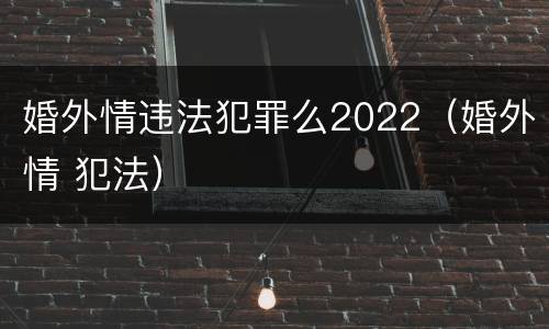 婚外情违法犯罪么2022（婚外情 犯法）