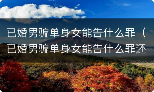 已婚男骗单身女能告什么罪（已婚男骗单身女能告什么罪还造假离婚证）