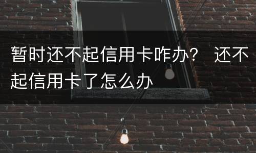 暂时还不起信用卡咋办？ 还不起信用卡了怎么办