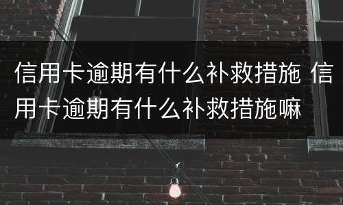 信用卡逾期有什么补救措施 信用卡逾期有什么补救措施嘛