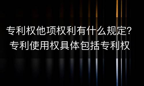 专利权他项权利有什么规定？ 专利使用权具体包括专利权