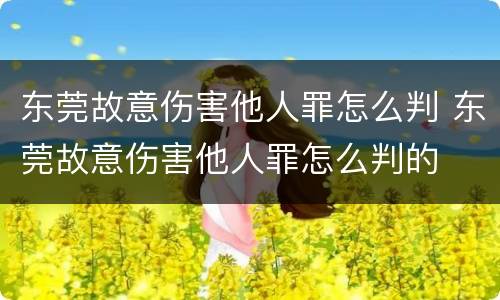 东莞故意伤害他人罪怎么判 东莞故意伤害他人罪怎么判的