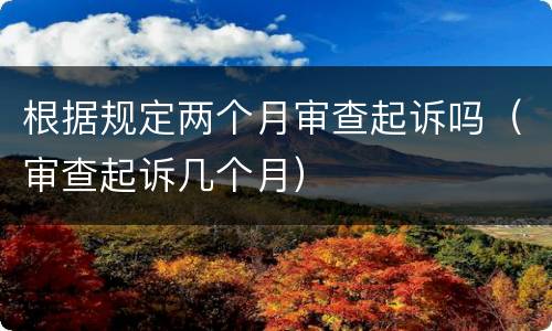 根据规定两个月审查起诉吗（审查起诉几个月）