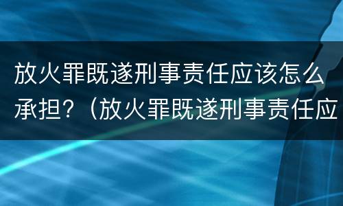 放火罪既遂刑事责任应该怎么承担?（放火罪既遂刑事责任应该怎么承担呢）