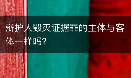 辩护人毁灭证据罪的主体与客体一样吗？