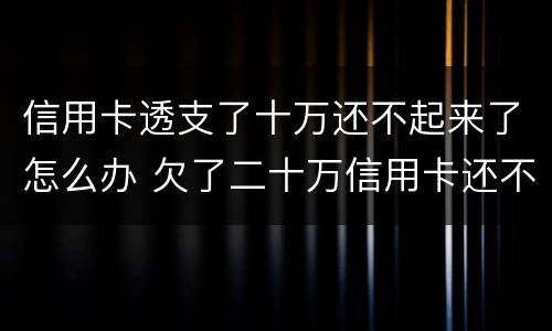 信用卡透支了十万还不起来了怎么办 欠了二十万信用卡还不起怎么办