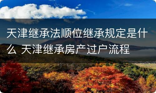 天津继承法顺位继承规定是什么 天津继承房产过户流程