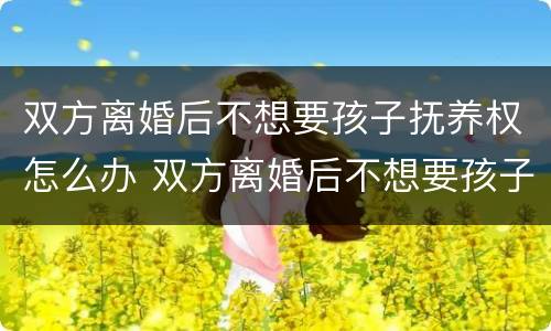 双方离婚后不想要孩子抚养权怎么办 双方离婚后不想要孩子抚养权怎么办理