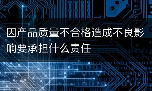 因产品质量不合格造成不良影响要承担什么责任