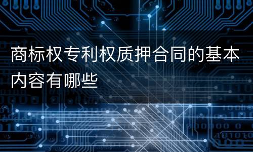 商标权专利权质押合同的基本内容有哪些