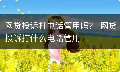 网贷投诉打电话管用吗？ 网贷投诉打什么电话管用