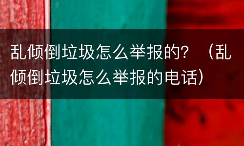 乱倾倒垃圾怎么举报的？（乱倾倒垃圾怎么举报的电话）