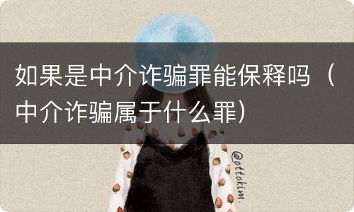 如果是中介诈骗罪能保释吗（中介诈骗属于什么罪）