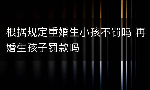 根据规定重婚生小孩不罚吗 再婚生孩子罚款吗