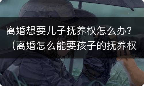 离婚想要儿子抚养权怎么办？（离婚怎么能要孩子的抚养权）