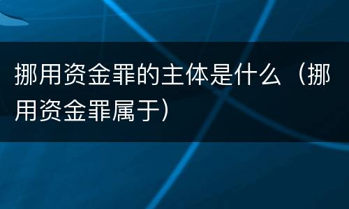 挪用资金罪的主体是什么（挪用资金罪属于）