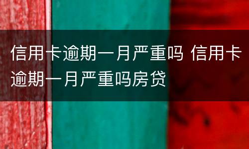 信用卡逾期一月严重吗 信用卡逾期一月严重吗房贷