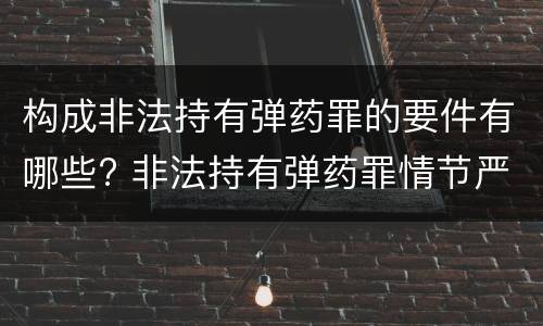 构成非法持有弹药罪的要件有哪些? 非法持有弹药罪情节严重
