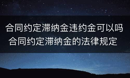 合同约定滞纳金违约金可以吗 合同约定滞纳金的法律规定