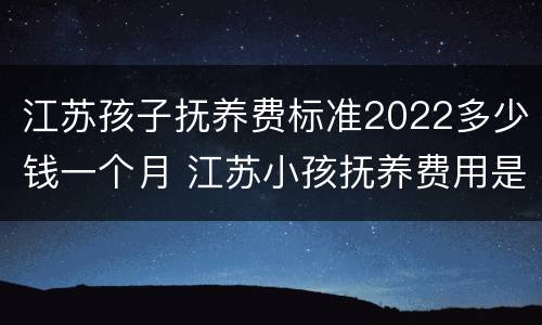 江苏孩子抚养费标准2022多少钱一个月 江苏小孩抚养费用是多少