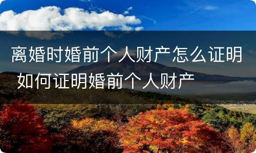 离婚时婚前个人财产怎么证明 如何证明婚前个人财产