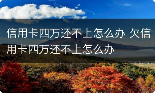 信用卡四万还不上怎么办 欠信用卡四万还不上怎么办