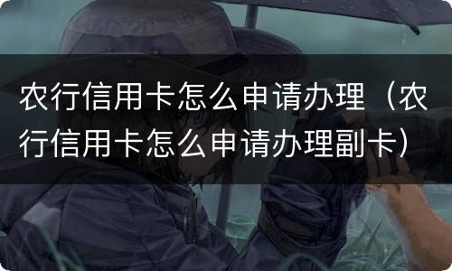 农行信用卡怎么申请办理（农行信用卡怎么申请办理副卡）