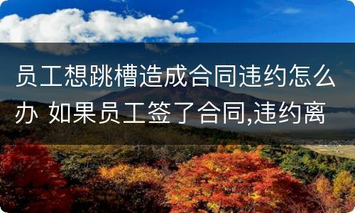员工想跳槽造成合同违约怎么办 如果员工签了合同,违约离职怎么办