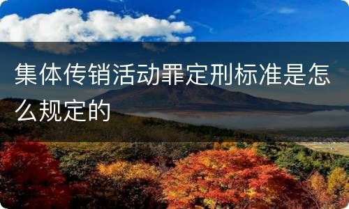 集体传销活动罪定刑标准是怎么规定的