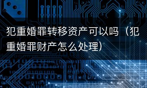犯重婚罪转移资产可以吗（犯重婚罪财产怎么处理）