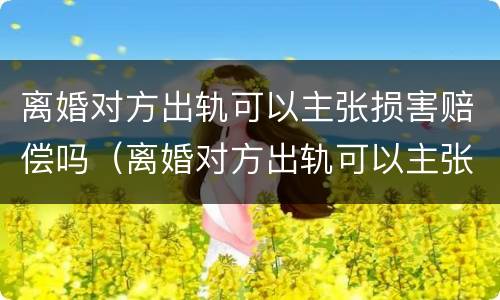 离婚对方出轨可以主张损害赔偿吗（离婚对方出轨可以主张损害赔偿吗怎么办）