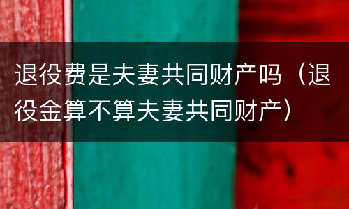 退役费是夫妻共同财产吗（退役金算不算夫妻共同财产）