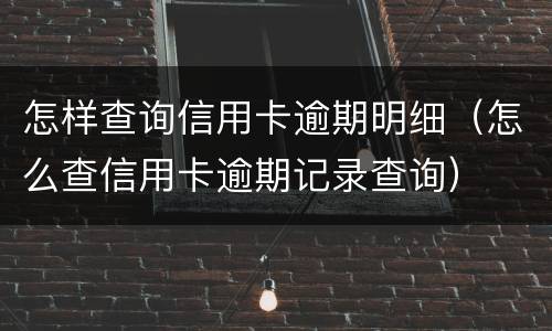 怎样查询信用卡逾期明细（怎么查信用卡逾期记录查询）