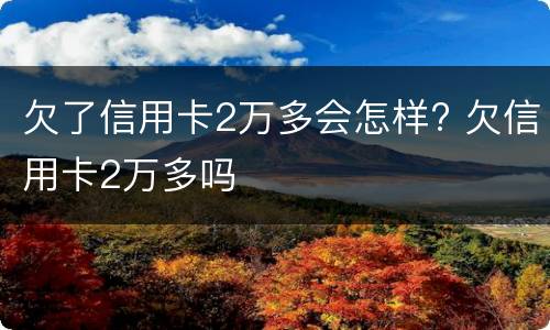 欠了信用卡2万多会怎样? 欠信用卡2万多吗