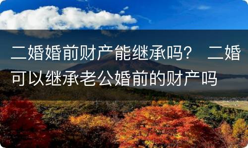 二婚婚前财产能继承吗？ 二婚可以继承老公婚前的财产吗