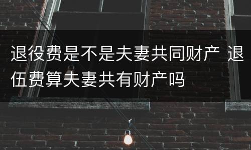 退役费是不是夫妻共同财产 退伍费算夫妻共有财产吗