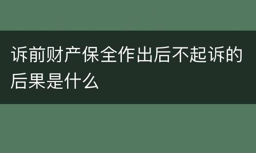 诉前财产保全作出后不起诉的后果是什么