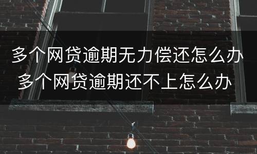 多个网贷逾期无力偿还怎么办 多个网贷逾期还不上怎么办